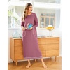 Ekouaer Women’s Long Sleeve Nightgown Full Length Nightshirt with Pockets(Pink)