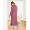 Ekouaer Women’s Long Sleeve Nightgown Full Length Nightshirt with Pockets(Pink)