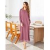 Ekouaer Women’s Long Sleeve Nightgown Full Length Nightshirt with Pockets(Pink)