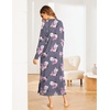 Ekouaer Women’s Long Sleeve Nightgown Full Length Nightshirt with Pockets(Pink Flower)