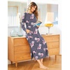 Ekouaer Women’s Long Sleeve Nightgown Full Length Nightshirt with Pockets(Pink Flower)