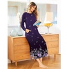 Ekouaer Women’s Long Sleeve Nightgown Full Length Nightshirt with Pockets(Purple Floral)