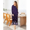 Ekouaer Women’s Long Sleeve Nightgown Full Length Nightshirt with Pockets(Purple Floral)