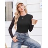 Ekouaer Womens Mesh Long Sleeve Tops Fall Fashion Crew Neck Slim Fit Shirts(A Black)