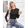 Ekouaer Womens Mesh Long Sleeve Tops Fall Fashion Crew Neck Slim Fit Shirts(A Black Floral)