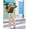 Ekouaer Womens Mesh Long Sleeve Tops Fall Fashion Crew Neck Slim Fit Shirts(Brown)