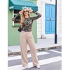 Ekouaer Womens Mesh Long Sleeve Tops Fall Fashion Crew Neck Slim Fit Shirts(Floral Fierce)