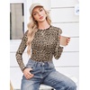 Ekouaer Womens Mesh Long Sleeve Tops Fall Fashion Crew Neck Slim Fit Shirts(Leopard Print)