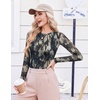 Ekouaer Womens Mesh Long Sleeve Tops Fall Fashion Crew Neck Slim Fit Shirts(Tie Dye)