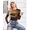 Ekouaer Womens Mesh Long Sleeve Tops Fall Fashion Crew Neck Slim Fit Shirts(Tie Dye Print)
