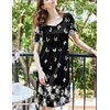 Ekouaer Womens Nightgown House Dress with Pockets Short Sleeve Moo Moos(Black Butterfly)