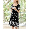 Ekouaer Womens Nightgown House Dress with Pockets Short Sleeve Moo Moos(Black Butterfly)
