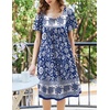 Ekouaer Womens Nightgown House Dress with Pockets Short Sleeve Moo Moos(Blue Bohemian Flowers)
