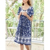 Ekouaer Womens Nightgown House Dress with Pockets Short Sleeve Moo Moos(Blue Bohemian Flowers)