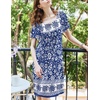 Ekouaer Womens Nightgown House Dress with Pockets Short Sleeve Moo Moos(Blue Bohemian Flowers)