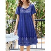Ekouaer Womens Nightgown House Dress with Pockets Short Sleeve Moo Moos(Blue Ethnic Positioning)