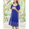 Ekouaer Womens Nightgown House Dress with Pockets Short Sleeve Moo Moos(Blue Ethnic Positioning)