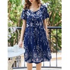 Ekouaer Womens Nightgown House Dress with Pockets Short Sleeve Moo Moos(Blue Ethnic Style)