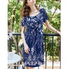 Ekouaer Womens Nightgown House Dress with Pockets Short Sleeve Moo Moos(Blue Ethnic Style)