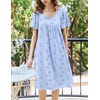 Ekouaer Womens Nightgown House Dress with Pockets Short Sleeve Moo Moos(Blue Floral)