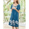 Ekouaer Womens Nightgown House Dress with Pockets Short Sleeve Moo Moos(Blue Flower)
