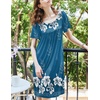 Ekouaer Womens Nightgown House Dress with Pockets Short Sleeve Moo Moos(Blue Flower)