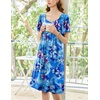 Ekouaer Womens Nightgown House Dress with Pockets Short Sleeve Moo Moos(Blue Multi Flowers)