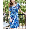 Ekouaer Womens Nightgown House Dress with Pockets Short Sleeve Moo Moos(Blue Multi Flowers)