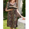 Ekouaer Womens Nightgown House Dress with Pockets Short Sleeve Moo Moos(Brown Ethnic Style)