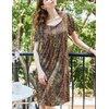 Ekouaer Womens Nightgown House Dress with Pockets Short Sleeve Moo Moos(Brown Ethnic Style)