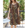 Ekouaer Womens Nightgown House Dress with Pockets Short Sleeve Moo Moos(Brown Ethnic Style)