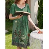 Ekouaer Womens Nightgown House Dress with Pockets Short Sleeve Moo Moos(Green Ethnic Flower)
