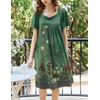 Ekouaer Womens Nightgown House Dress with Pockets Short Sleeve Moo Moos(Green Ethnic Flower)