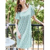 Ekouaer Womens Nightgown House Dress with Pockets Short Sleeve Moo Moos(Green Floral)