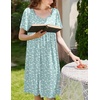 Ekouaer Womens Nightgown House Dress with Pockets Short Sleeve Moo Moos(Green Floral)