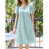 Ekouaer Womens Nightgown House Dress with Pockets Short Sleeve Moo Moos(Green Floral)