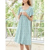 Ekouaer Womens Nightgown House Dress with Pockets Short Sleeve Moo Moos(Green Floral)