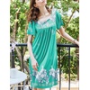 Ekouaer Womens Nightgown House Dress with Pockets Short Sleeve Moo Moos(Green Flower)
