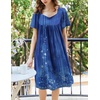 Ekouaer Womens Nightgown House Dress with Pockets Short Sleeve Moo Moos(Navy Blue Ethnic Style)