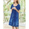 Ekouaer Womens Nightgown House Dress with Pockets Short Sleeve Moo Moos(Navy Blue Ethnic Style)