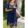 Ekouaer Womens Nightgown House Dress with Pockets Short Sleeve Moo Moos(Navy Blue Flower)