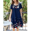 Ekouaer Womens Nightgown House Dress with Pockets Short Sleeve Moo Moos(Navy Blue Flower)