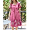 Ekouaer Womens Nightgown House Dress with Pockets Short Sleeve Moo Moos(Pink Flowers)