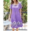 Ekouaer Womens Nightgown House Dress with Pockets Short Sleeve Moo Moos(Purple Flower)