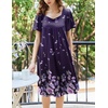 Ekouaer Womens Nightgown House Dress with Pockets Short Sleeve Moo Moos(Purple Positioning Flower)