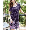 Ekouaer Womens Nightgown House Dress with Pockets Short Sleeve Moo Moos(Purple Positioning Flower)