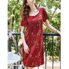 Ekouaer Womens Nightgown House Dress with Pockets Short Sleeve Moo Moos(Red Ethnic Style)