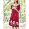 Ekouaer Womens Nightgown House Dress with Pockets Short Sleeve Moo Moos(Red Flower)