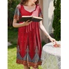Ekouaer Womens Nightgown House Dress with Pockets Short Sleeve Moo Moos(Red Peacock Feathers)