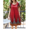 Ekouaer Womens Nightgown House Dress with Pockets Short Sleeve Moo Moos(Red Peacock Feathers)
